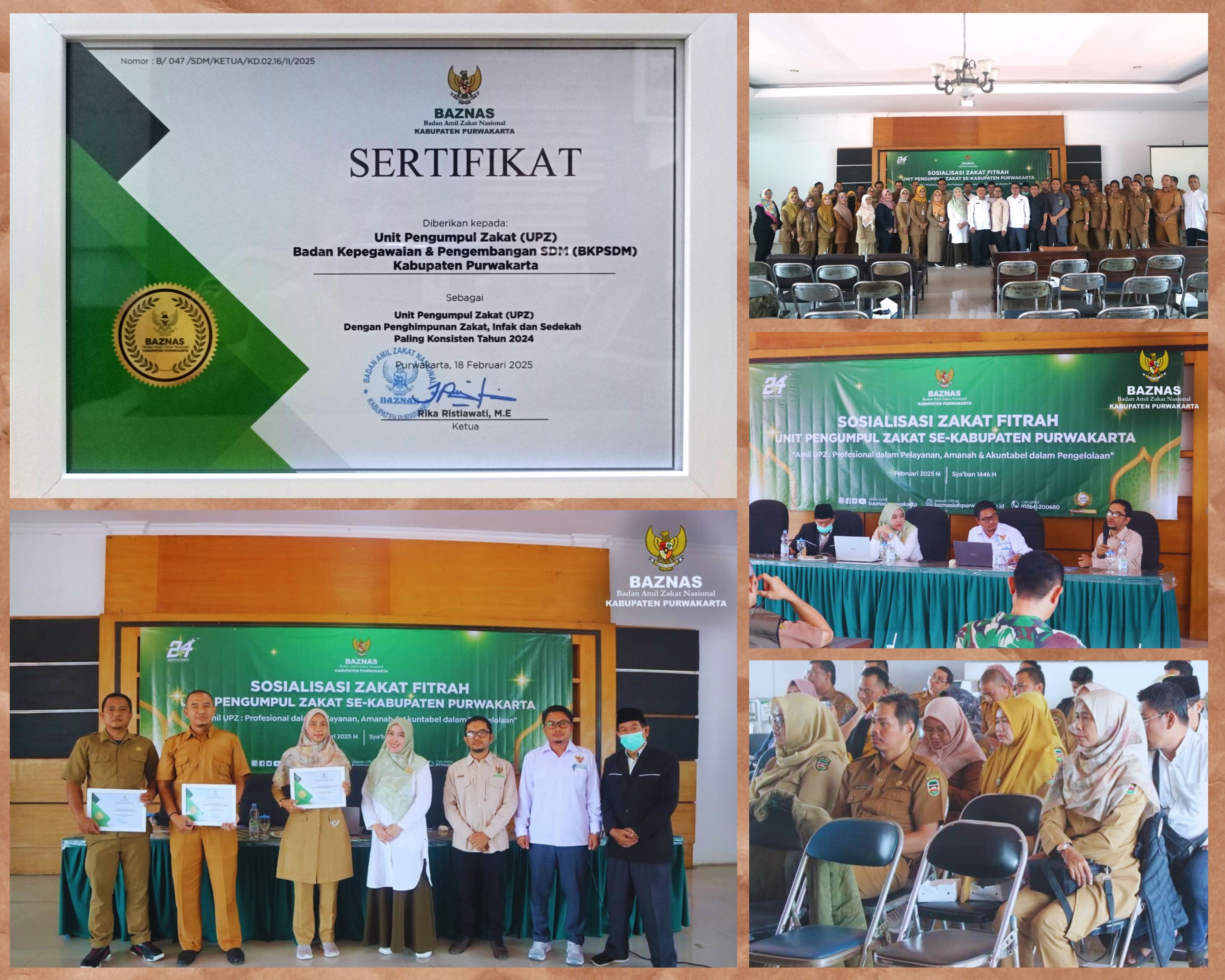 B K P S D M Purwakarta Mendapat Sertifikat Sebagai U P Z Paling Konsisten Tahun 2024