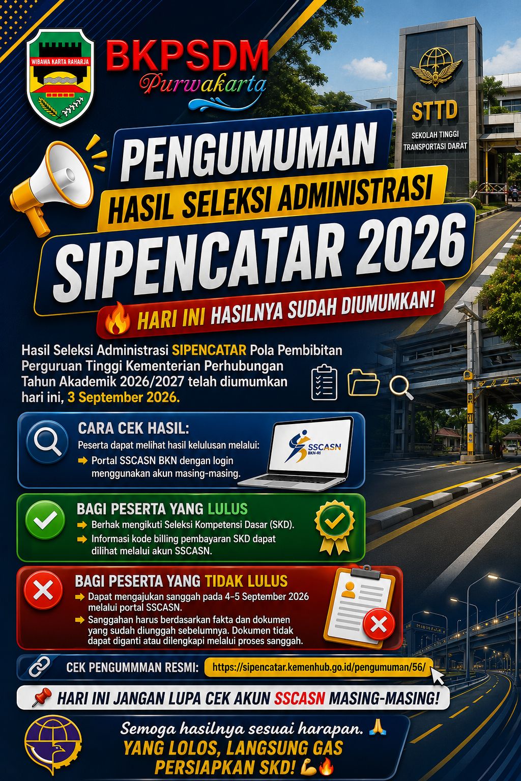 Hasil Seleksi Administrasi Penerimaan Calon Taruna Polbit Kemenhub Tahun Akademik 2026/2027