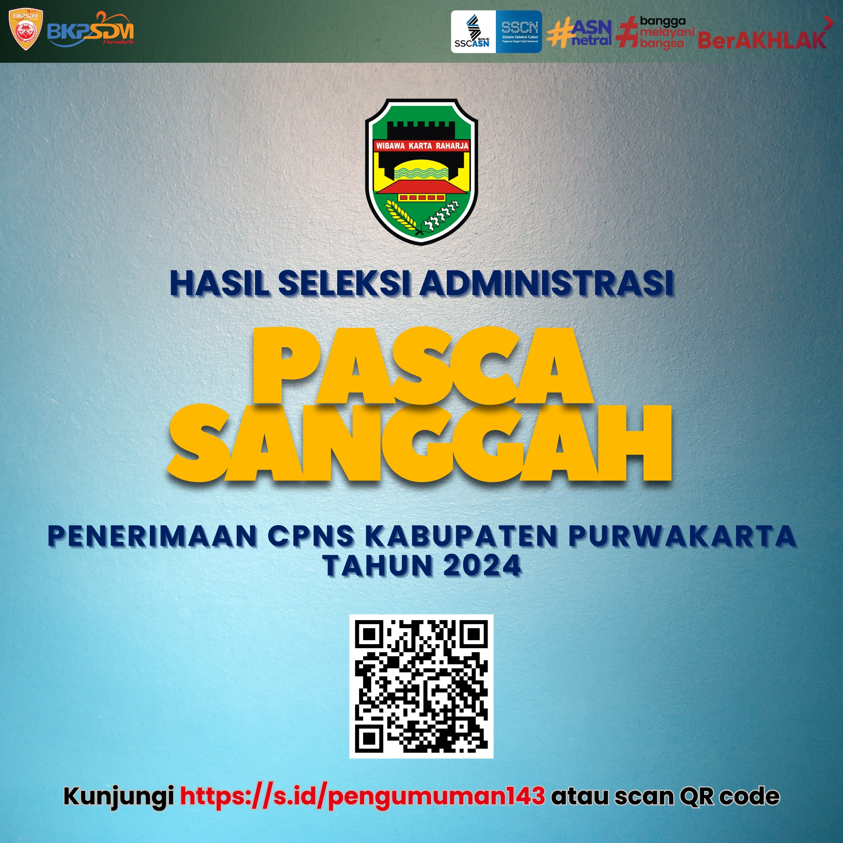 Hasil Seleksi Administrasi Pasca Sanggah Penerimaan C P N S Purwakarta Tahun 2024